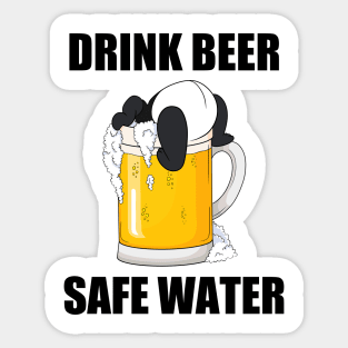 Drink Beer Safe Water - Funny Panda Sticker